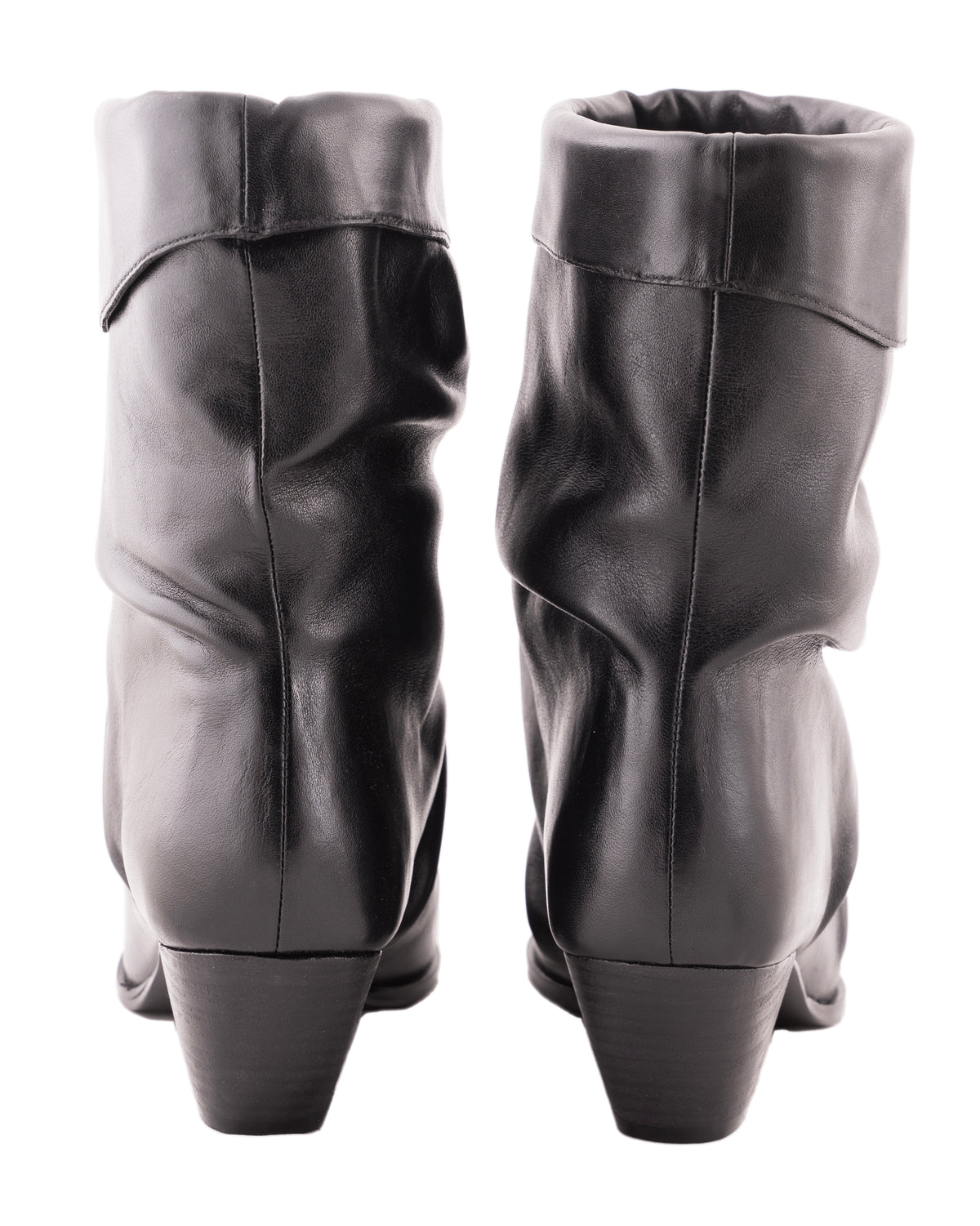 Cloene – Fold Over Collar Boots, Black — 02 back