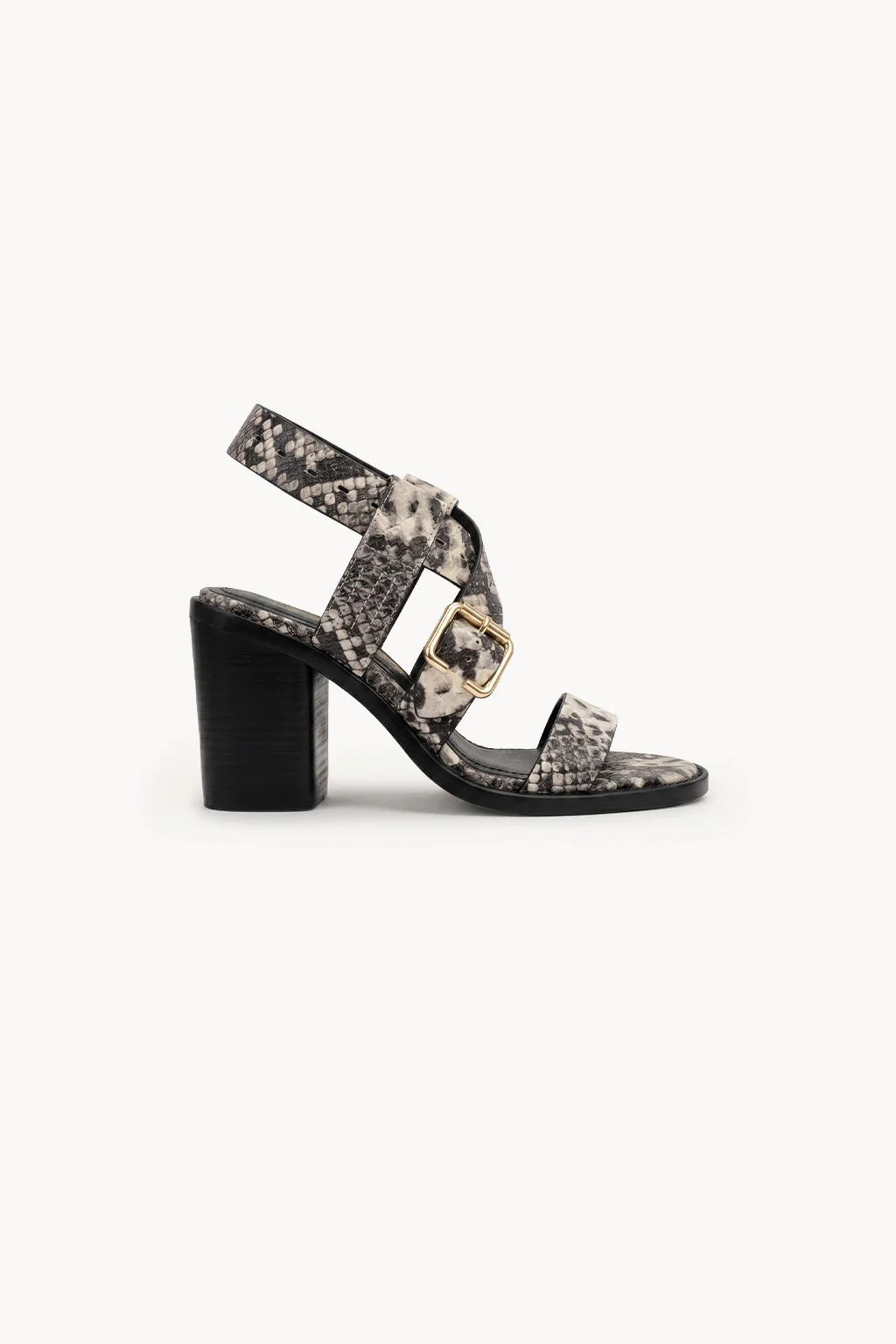 Milano Struttura Sandal, Snake print black beige — 03 side profile