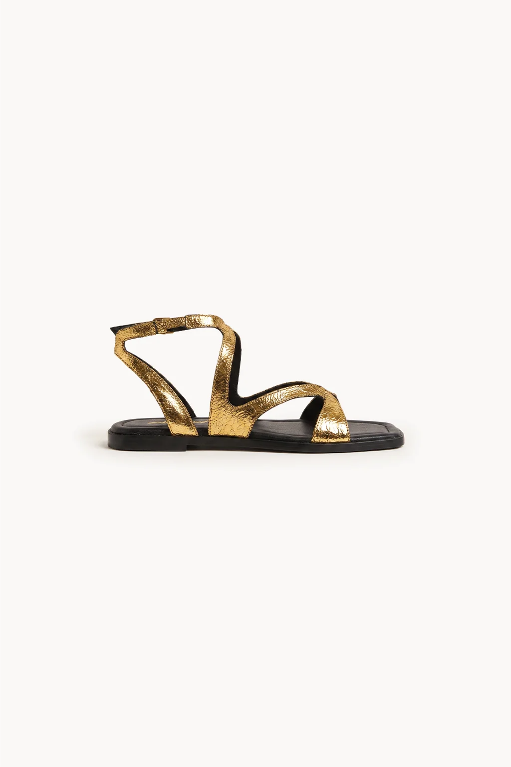 Alma Nomada Flat Strap, Black & Gold — 03 side profile
