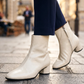 Ébano Élite Ankle Boot – Ivory, on model