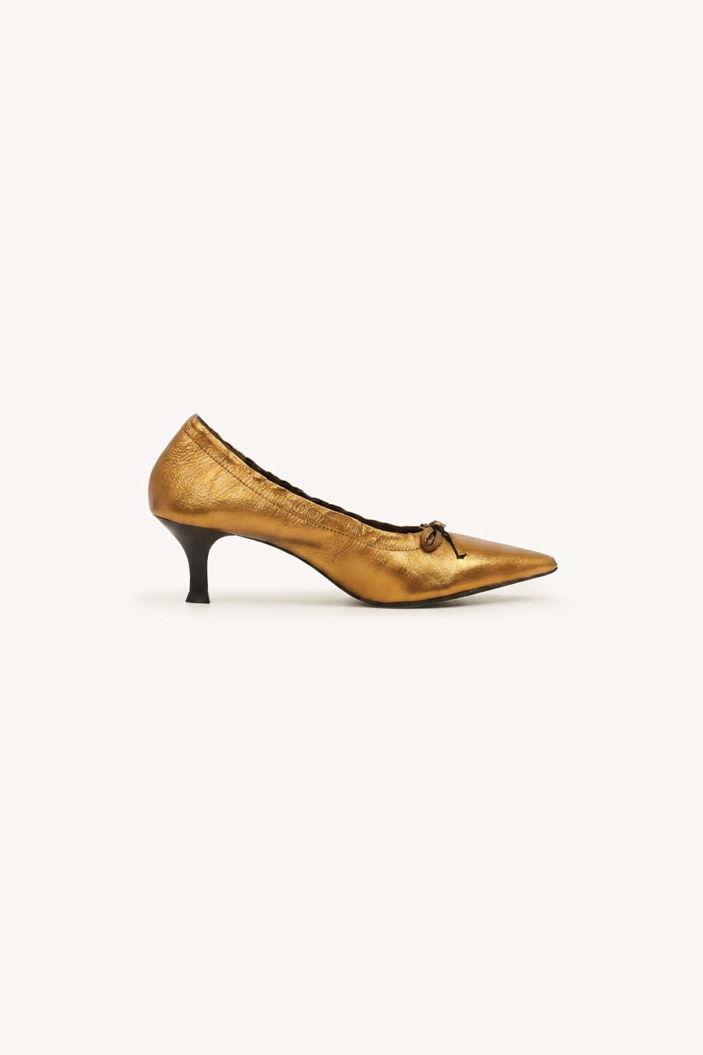 Dorada Pointed Pump Heel, Gold — 03 side profile