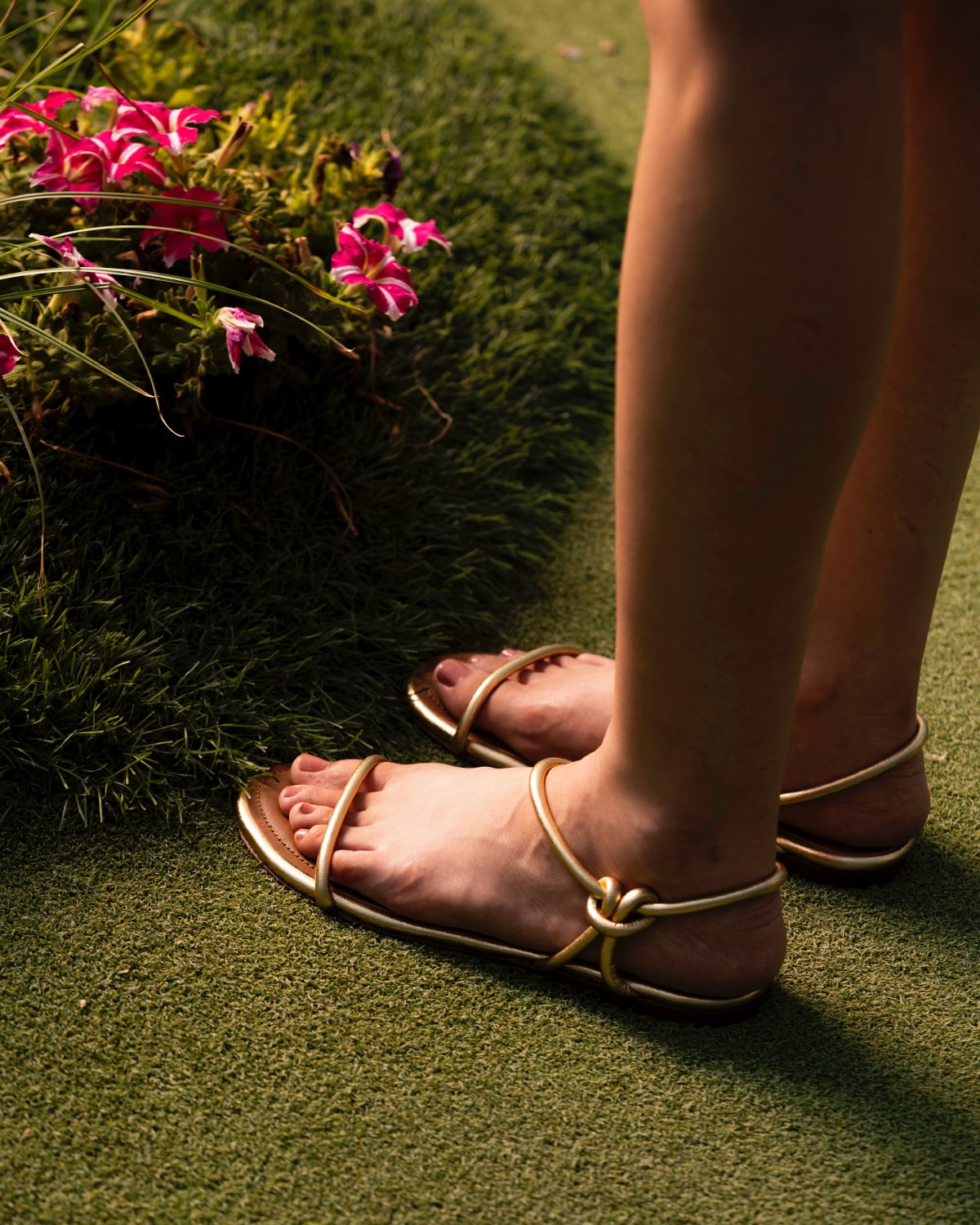 Orbit – Flat Strappy Comfort Sandals, Light Pink — 04 on the foot 4