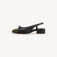 Alquimia Cap-Toe Slingback – Olive & Black, left
