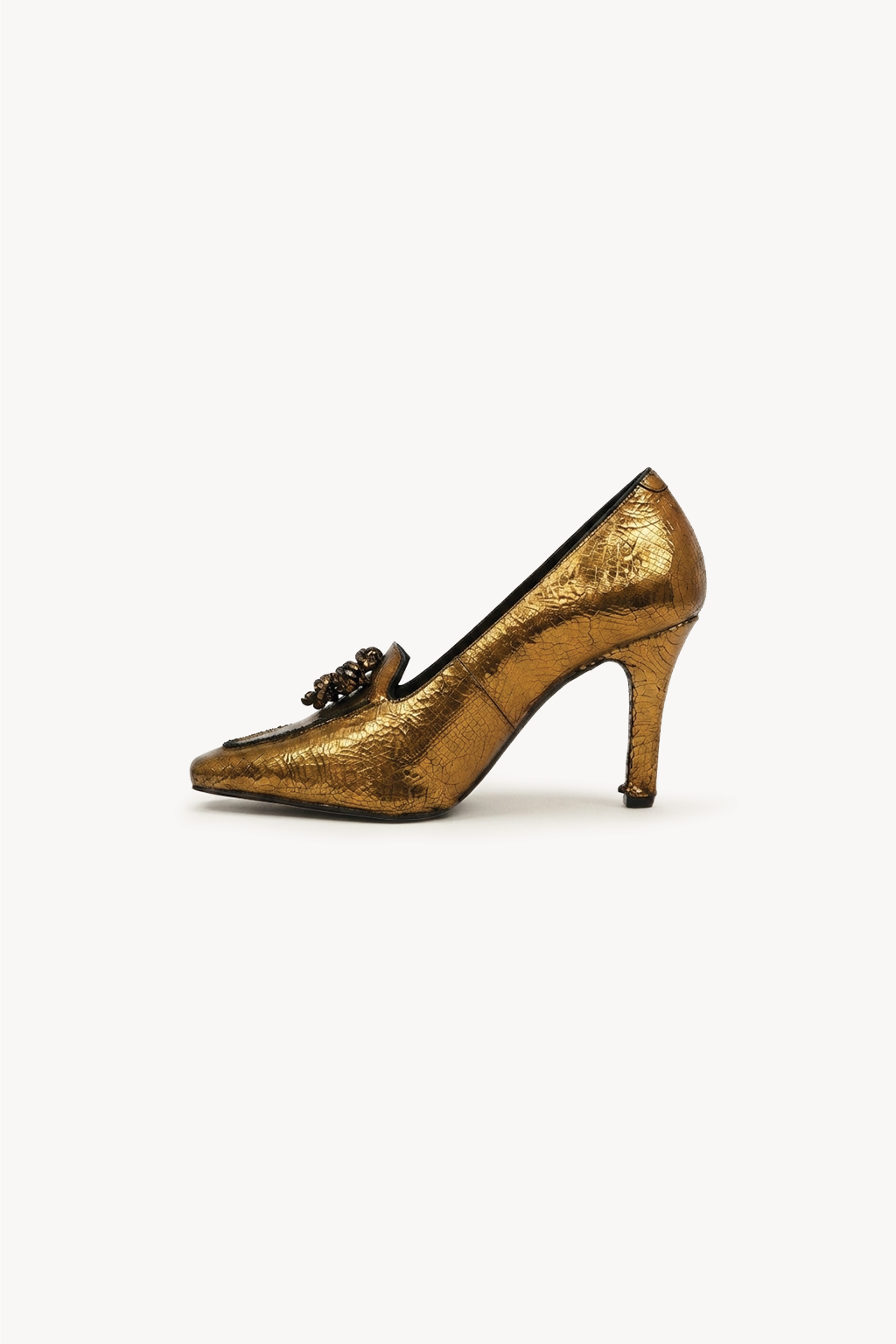 Aurelia Metallic Pump Heel, Antique Gold — 04 side profile 2