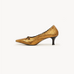 Dorada Pointed Pump Heel – Gold, left