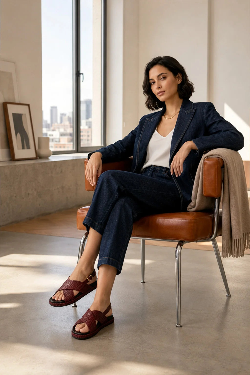Sandalia Rioja, Burgundy — 07 on model