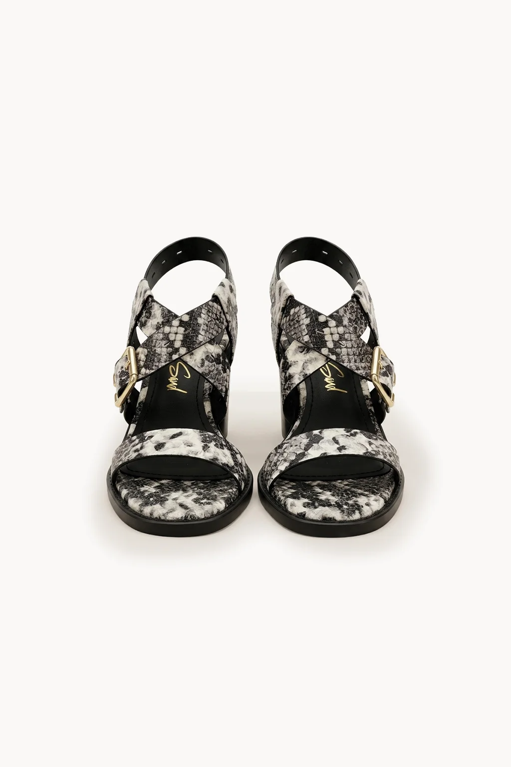 Milano Struttura Sandal, Snake print black beige — 01 pair