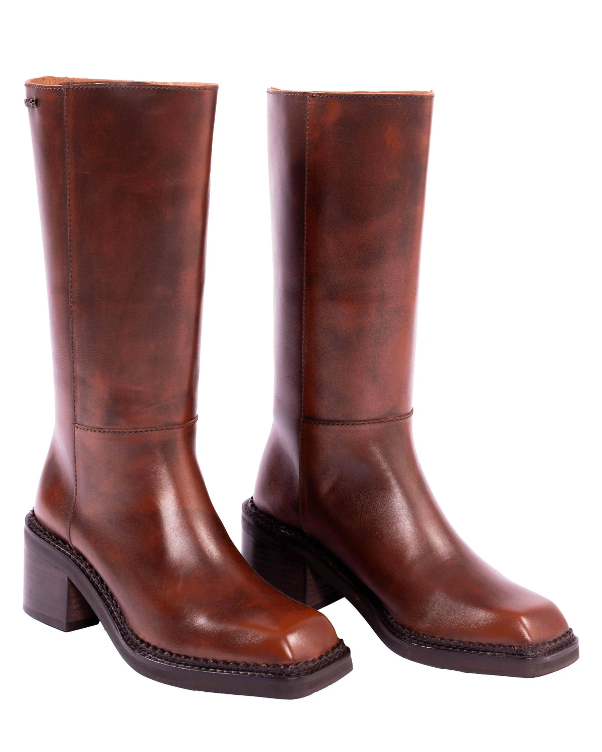 Brume – Square Toe Brush Effect Boots, Brown — 04 detail