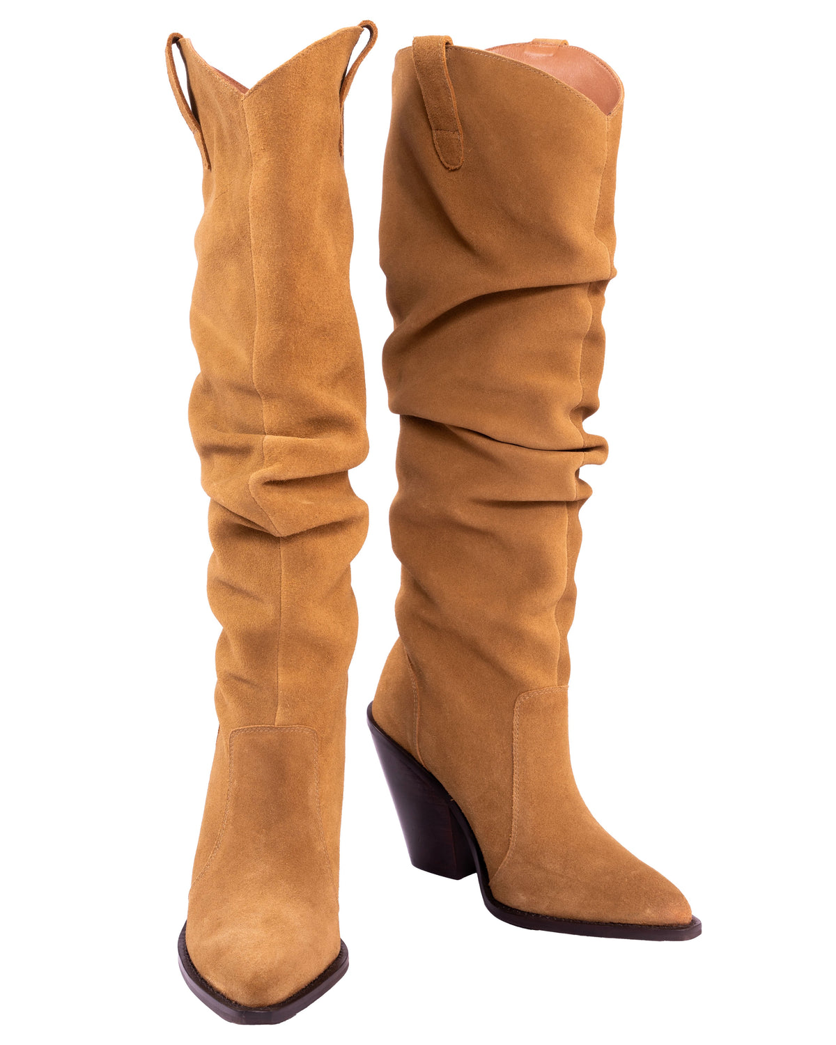 Sylvie – Slouch Tall Boots, Tobacco — 03 side profile