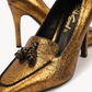 Aurelia Metallic Pump Heel – Ruggine Gold, close-up