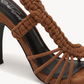 Trenzada Cognac Woven Heel – Tobacco, close-up