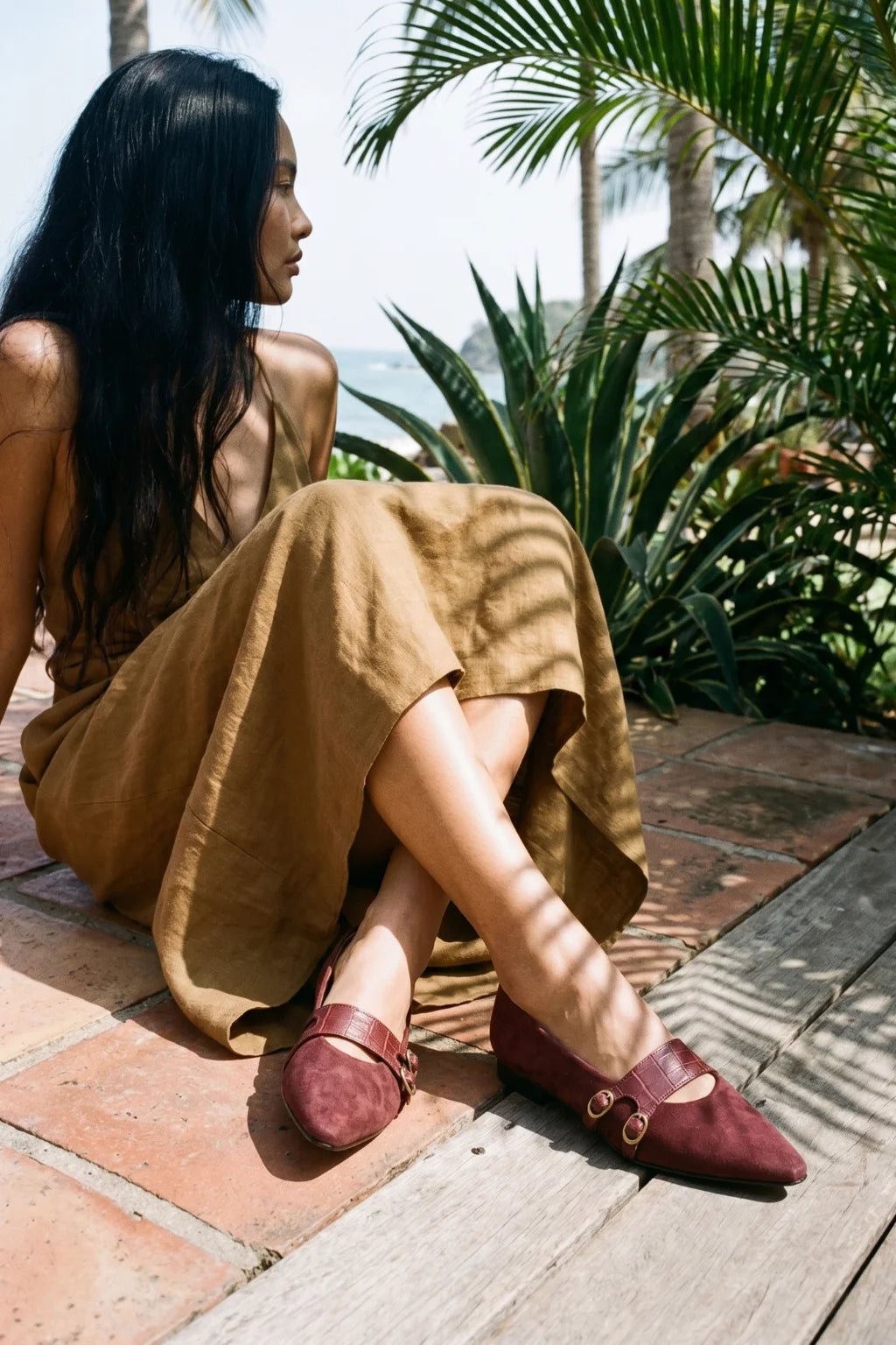 Siena Strap Mary Jane, Maroon — 07 on model