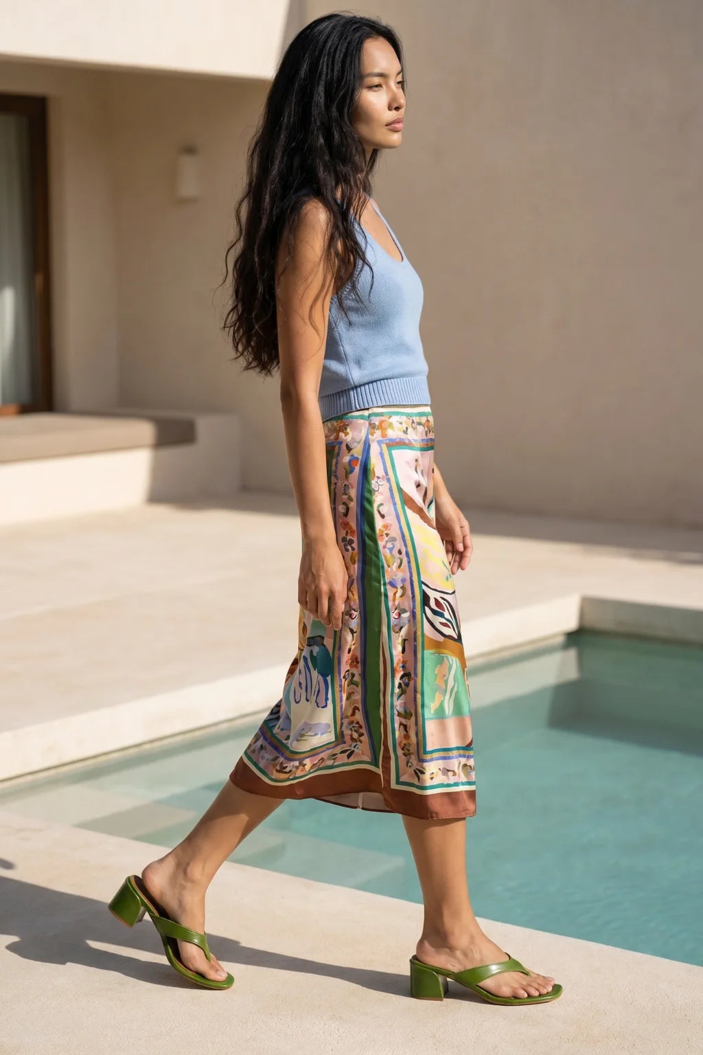 Joya de Sevilla Sandal, Green — 07 on model