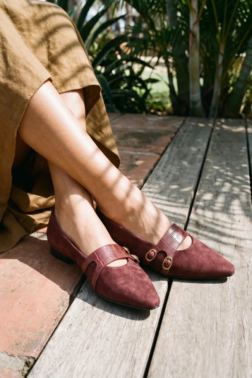 Siena Strap Mary Jane, Maroon — 06 on the foot