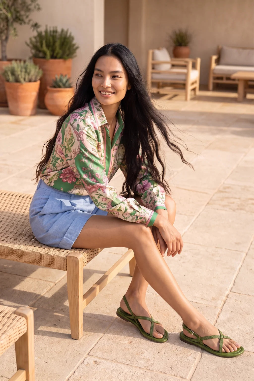 Esmeralda de Ibiza Sandal, Green — 07 on model