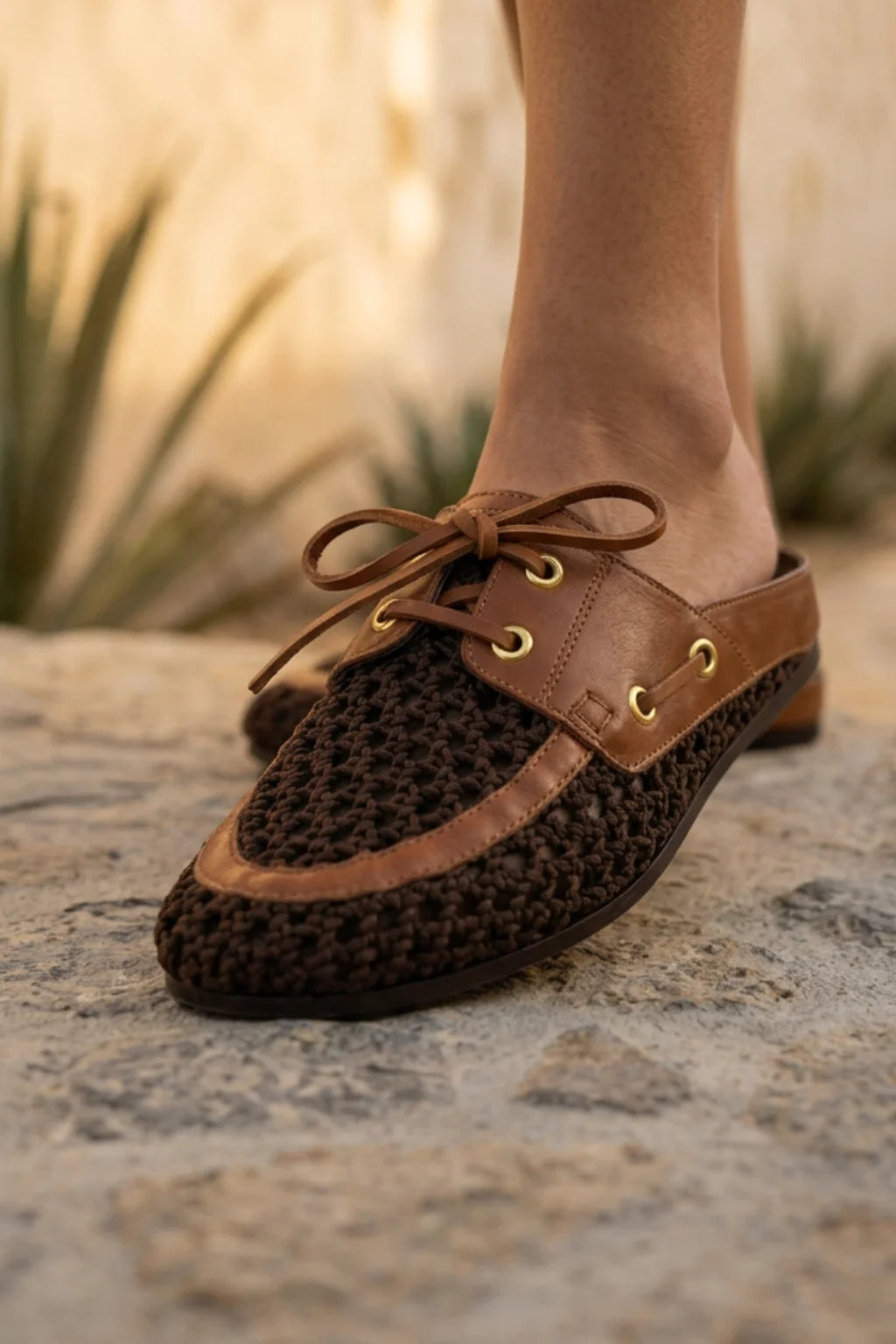 Costa Trenzada Loafer, Tan & Brown — 06 on the foot