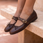 Córdoba Mary Jane Ballerina – Dark Brown, on model