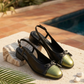 Alquimia Cap-Toe Slingback – Olive & Black