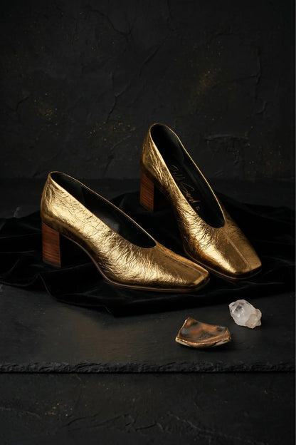 Aurelia Oro Block Heel