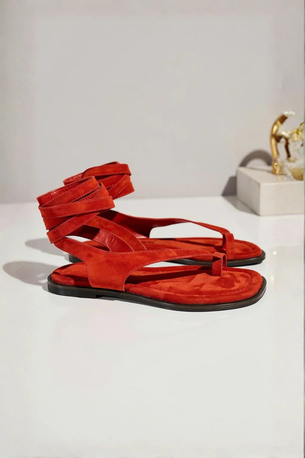 Lumeve – Minimal Wrap Thong Sandals, Red — 08 styled