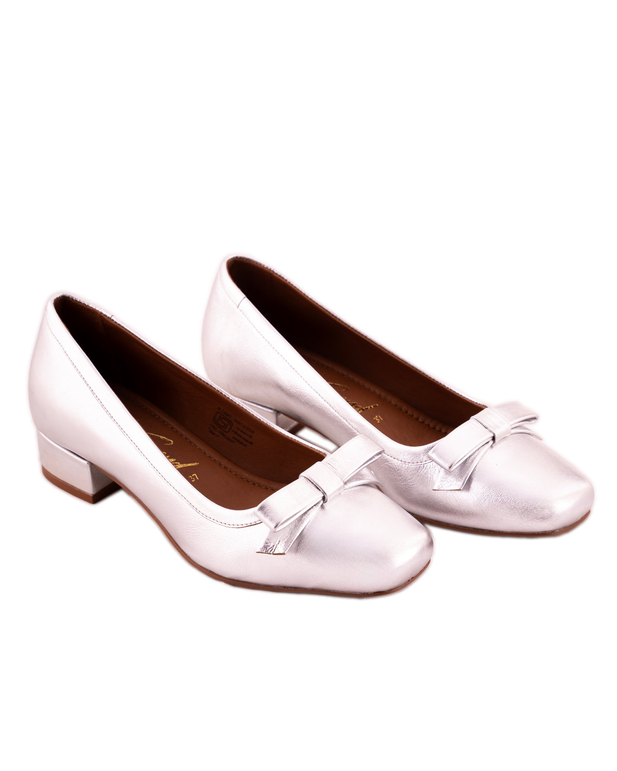 Arco Front Bow Pump Shoes, Silver — 02 detail