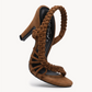 Trenzada Cognac Woven Heel – Tobacco, flexible sole
