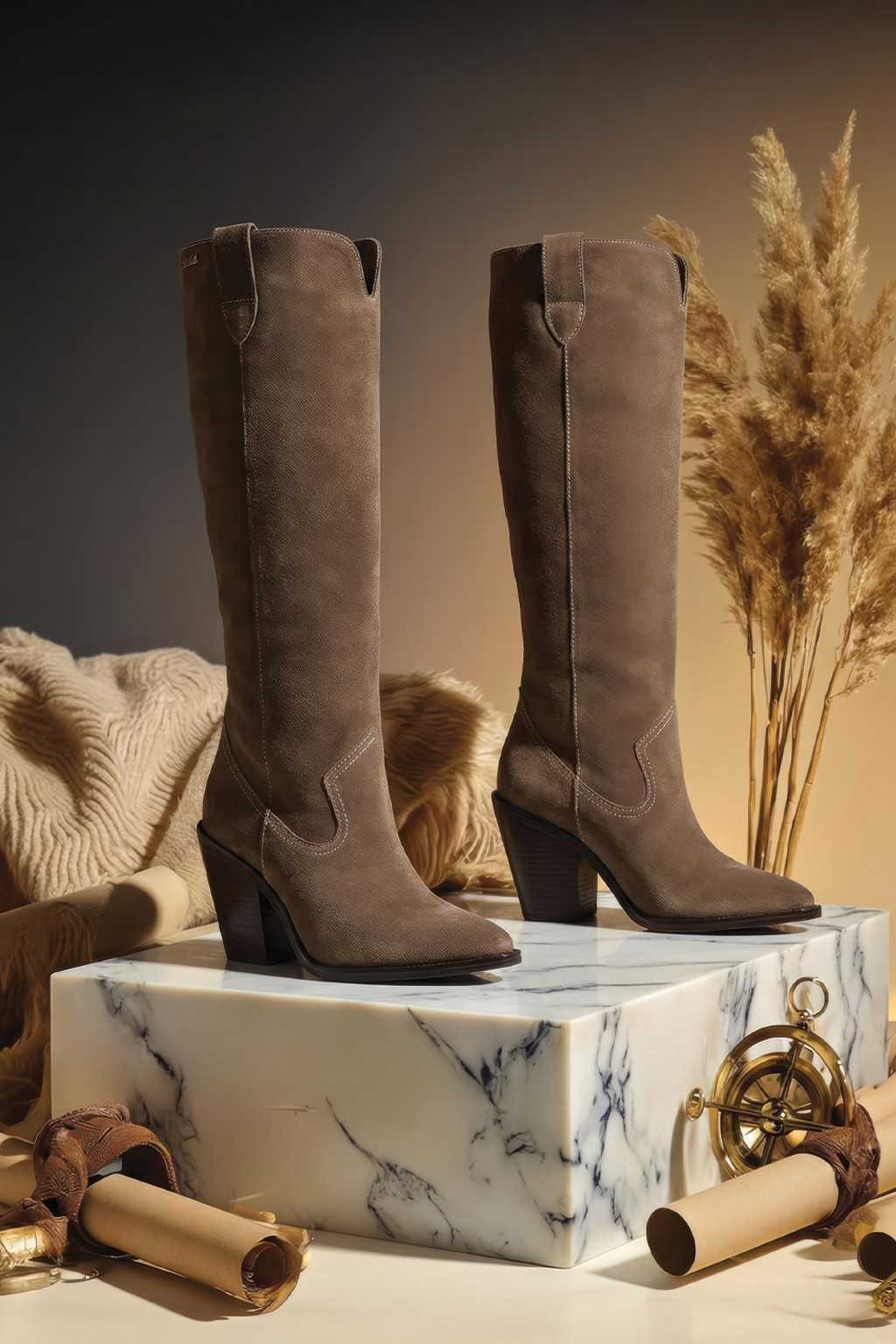 Azarelle – Tall Dress Boots, Grey — 08 styled