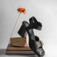 ladies black heeled sandals
 