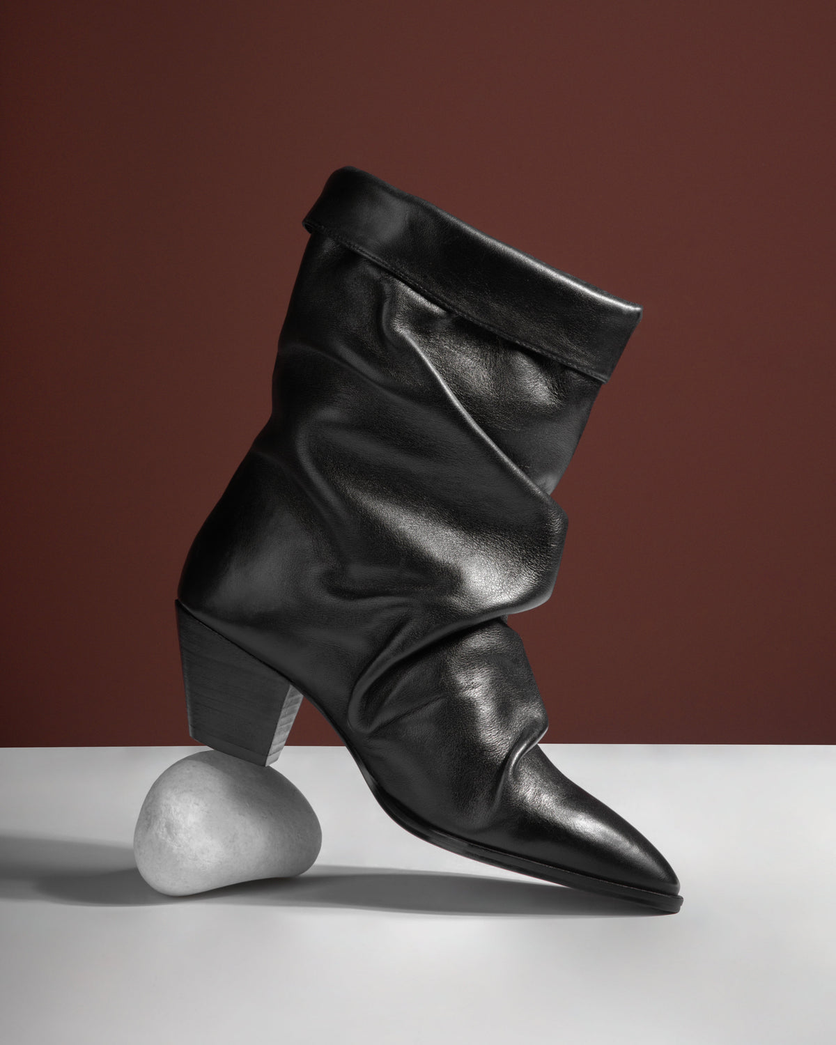 Cloene – Fold Over Collar Boots, Black — 09 styled