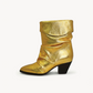 Heeled fold over collar boots for women with chic look