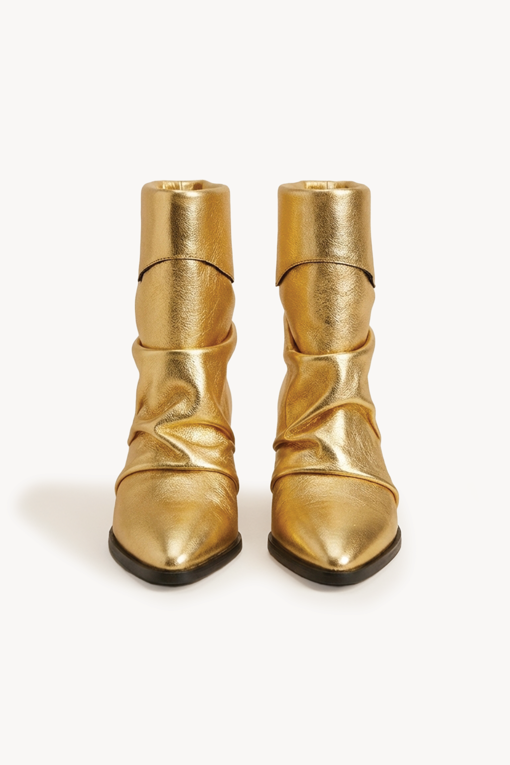 Cloene – Fold Over Collar Boots, Gold — 01 pair