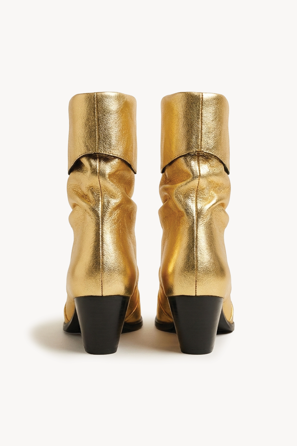 Cloene – Fold Over Collar Boots, Gold — 05 back
