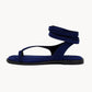 Blue sandal with a strap on a white background