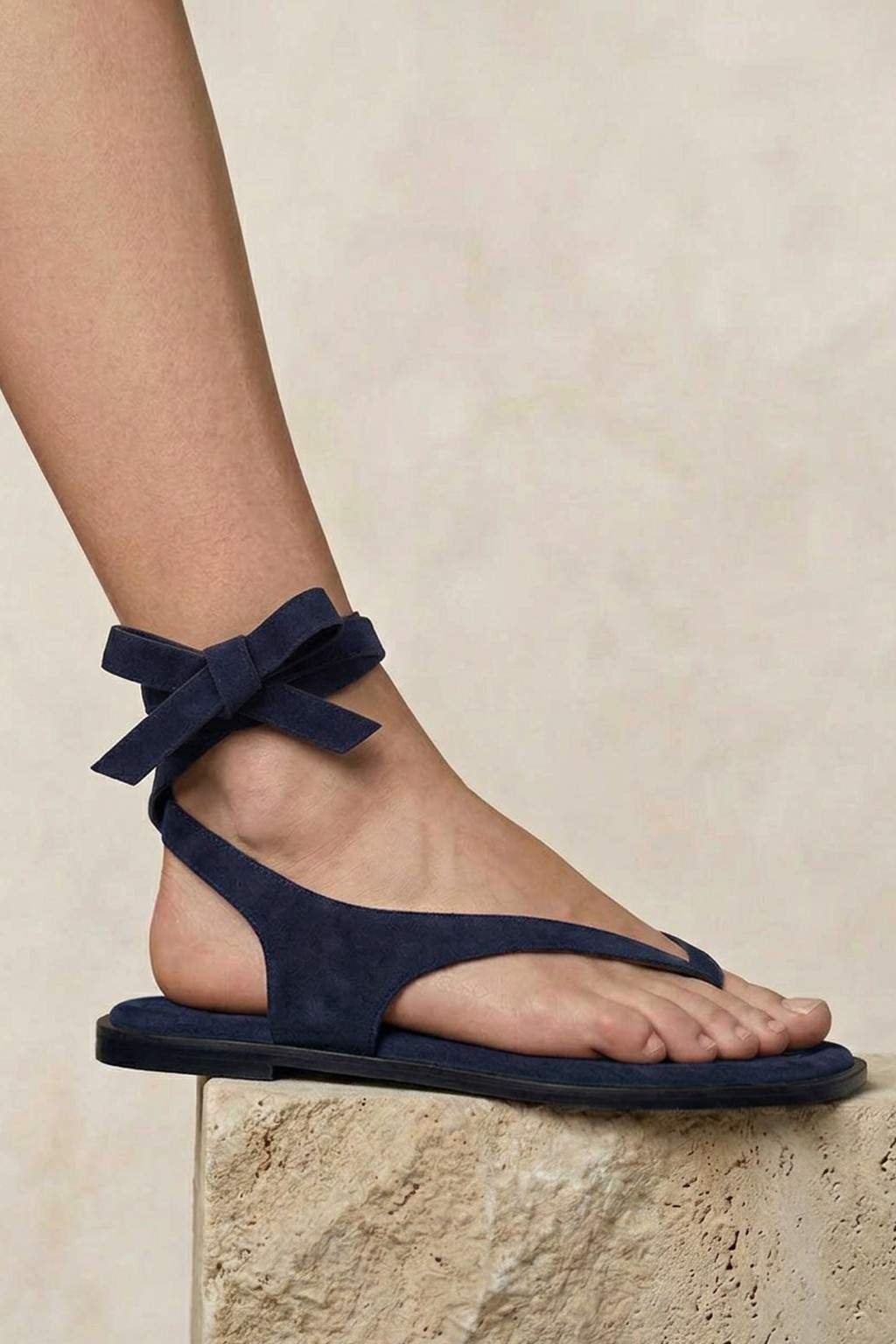 Lumeve – Minimal Wrap Thong Sandals, Blue — 06 on the foot