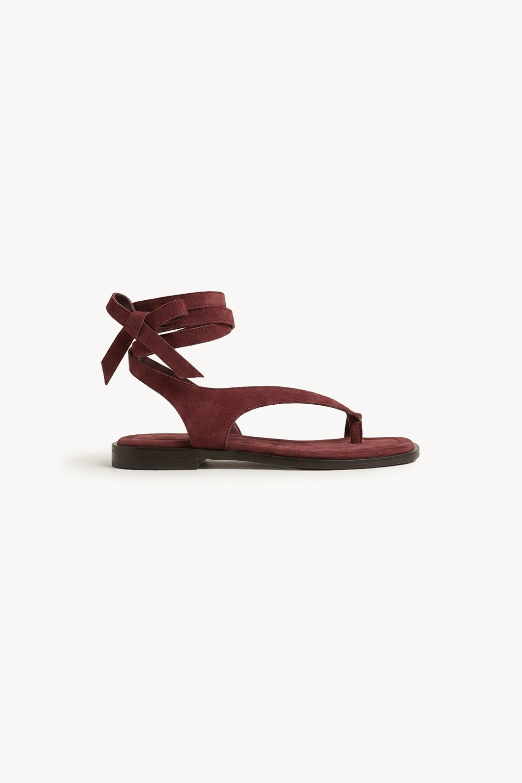 Lumeve – Minimal Wrap Thong Sandals, Burgundy — 03 side profile