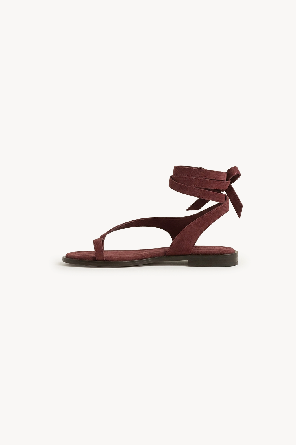 Lumeve – Minimal Wrap Thong Sandals, Burgundy — 04 side profile 2