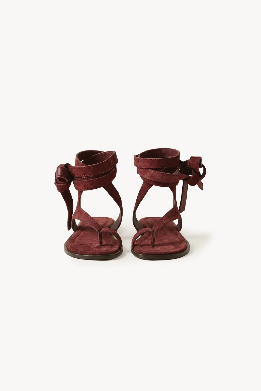 Lumeve – Minimal Wrap Thong Sandals, Burgundy — 01 pair
