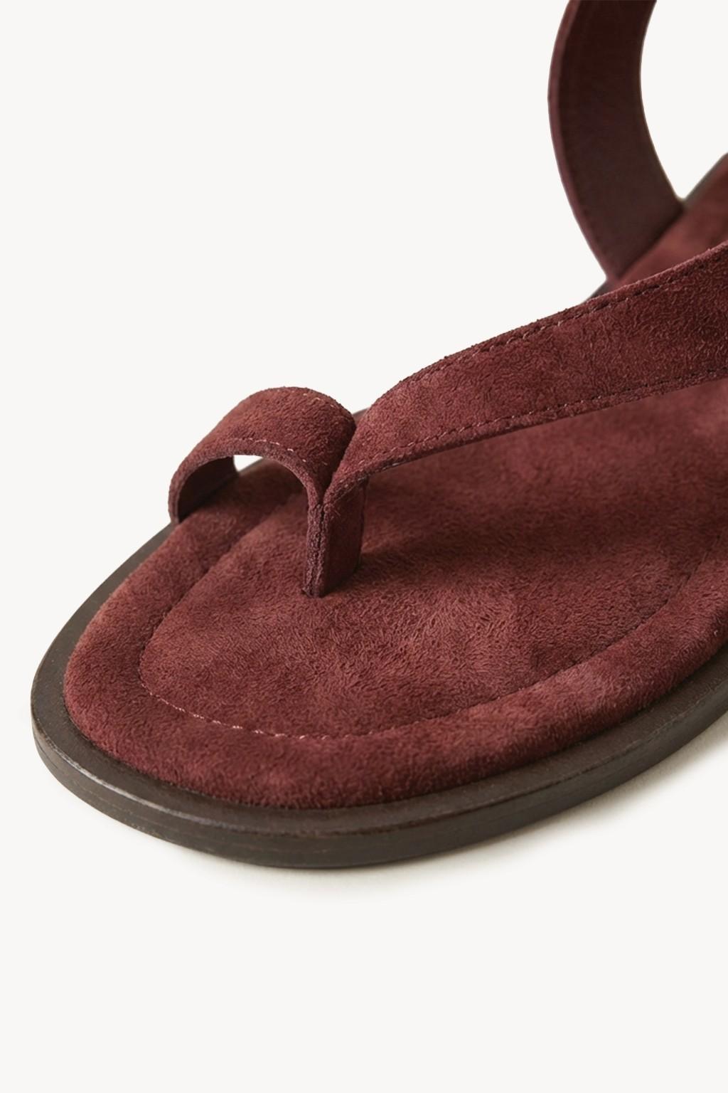 Lumeve – Minimal Wrap Thong Sandals, Burgundy — 02 close-up