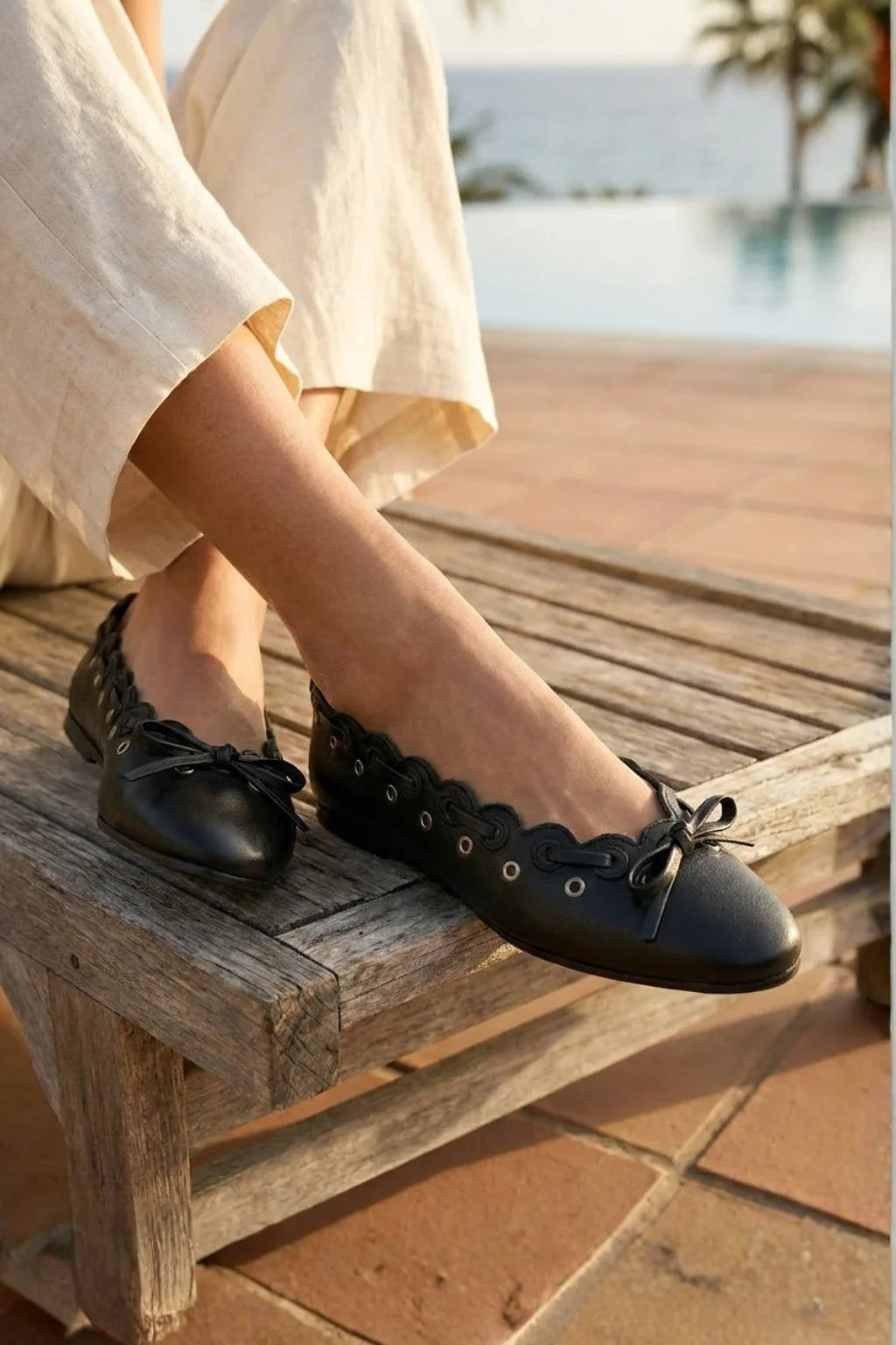 Lusso Fiore Ballerina, Black — 06 on the foot