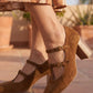 Mary Jane Camoscio-Block Heel