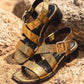 Gold and black sandals