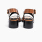 Black sandals with brown straps