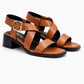 Pair of brown sandals with black straps