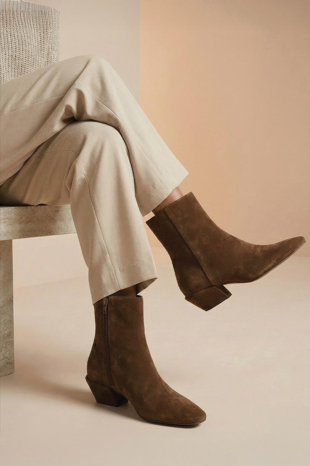NoirAvenue – Ankle Boots, Chestnut — 06 on the foot