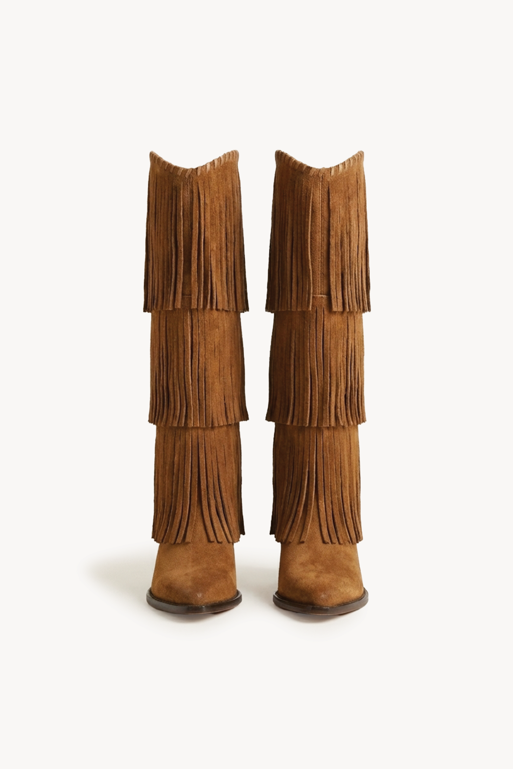 NoirCascasde – Three Layer Fringe Boots, Cognac — 01 pair