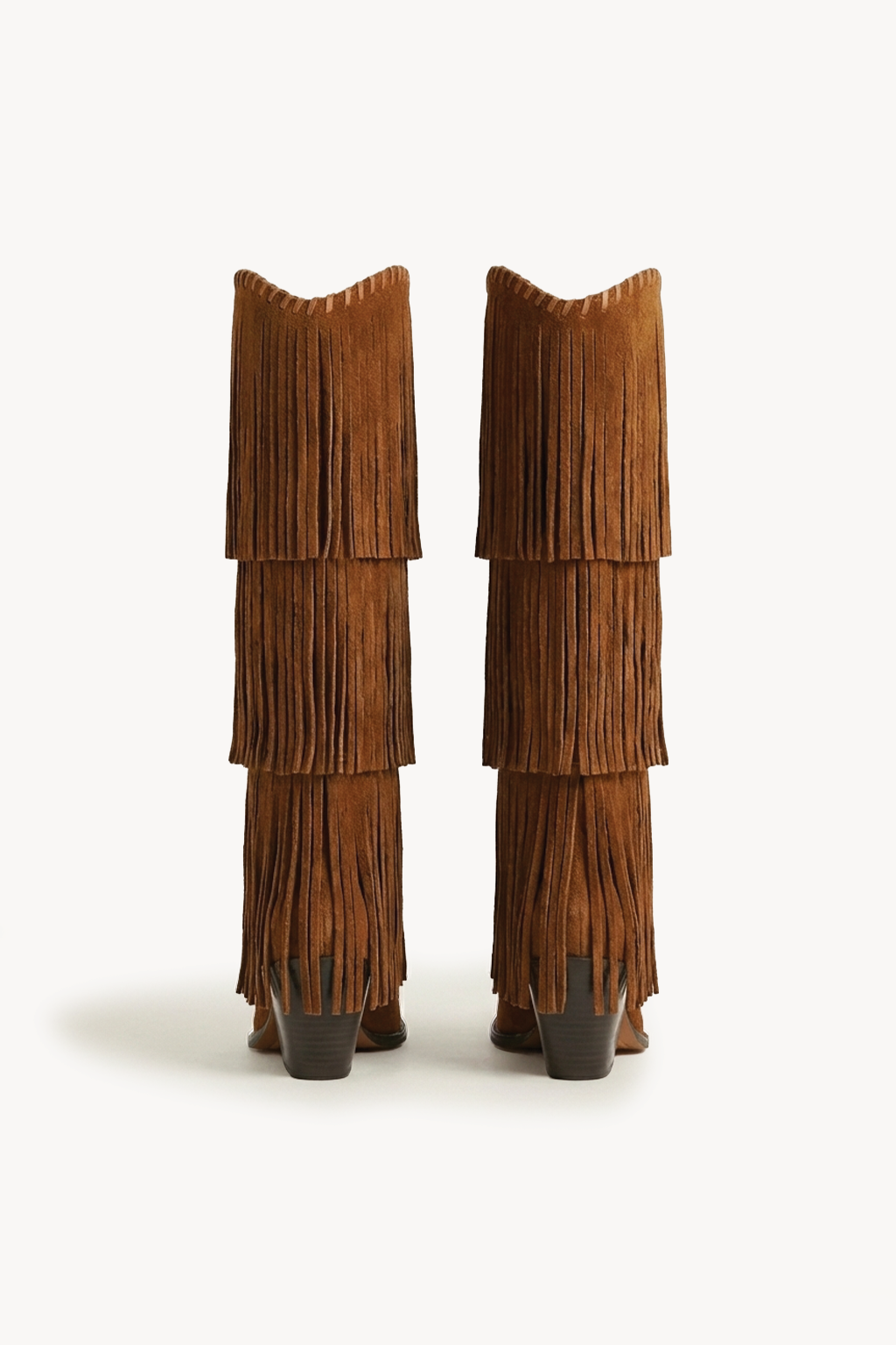 NoirCascasde – Three Layer Fringe Boots, Cognac — 05 back