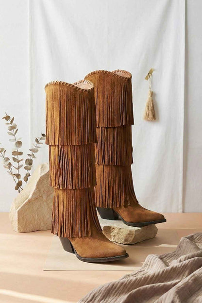 NoirCascasde – Three Layer Fringe Boots