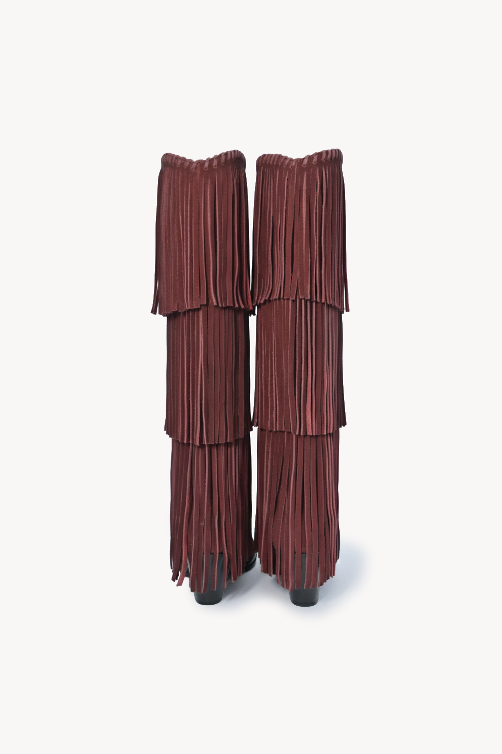 NoirCascasde – Three Layer Fringe Boots, Wine — 05 back