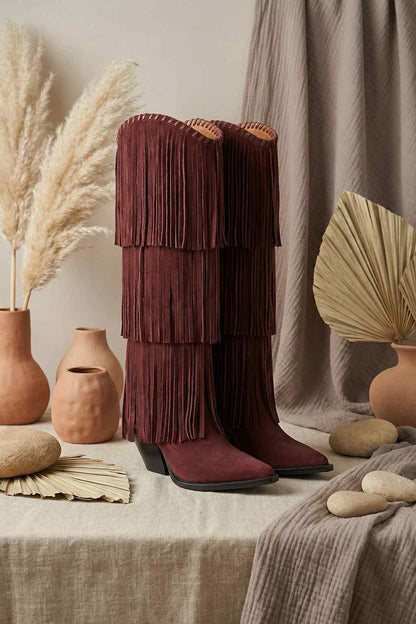 NoirCascasde – Three Layer Fringe Boots