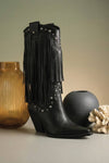 NoirSpill – Cascading Fringe Boots